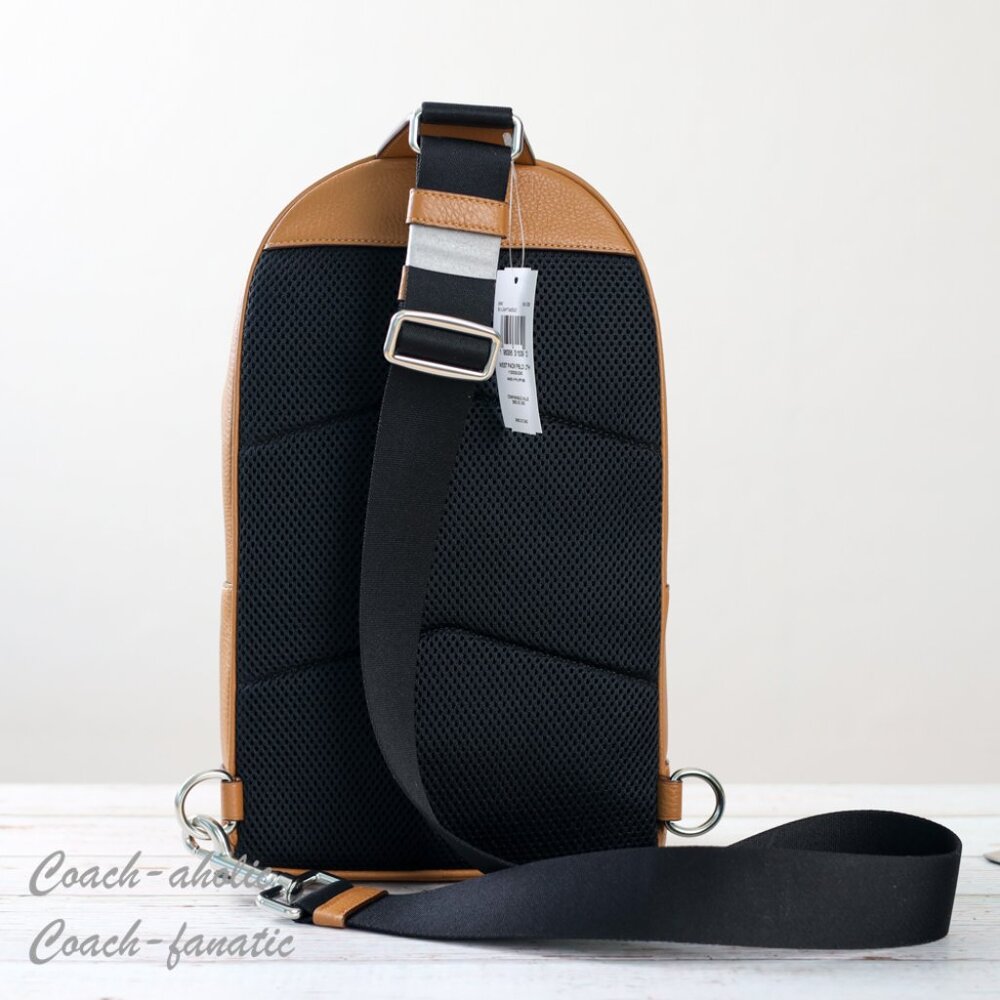 Coach Tan Leather Sling Backpack with Black Strap - Picture 6 of 9